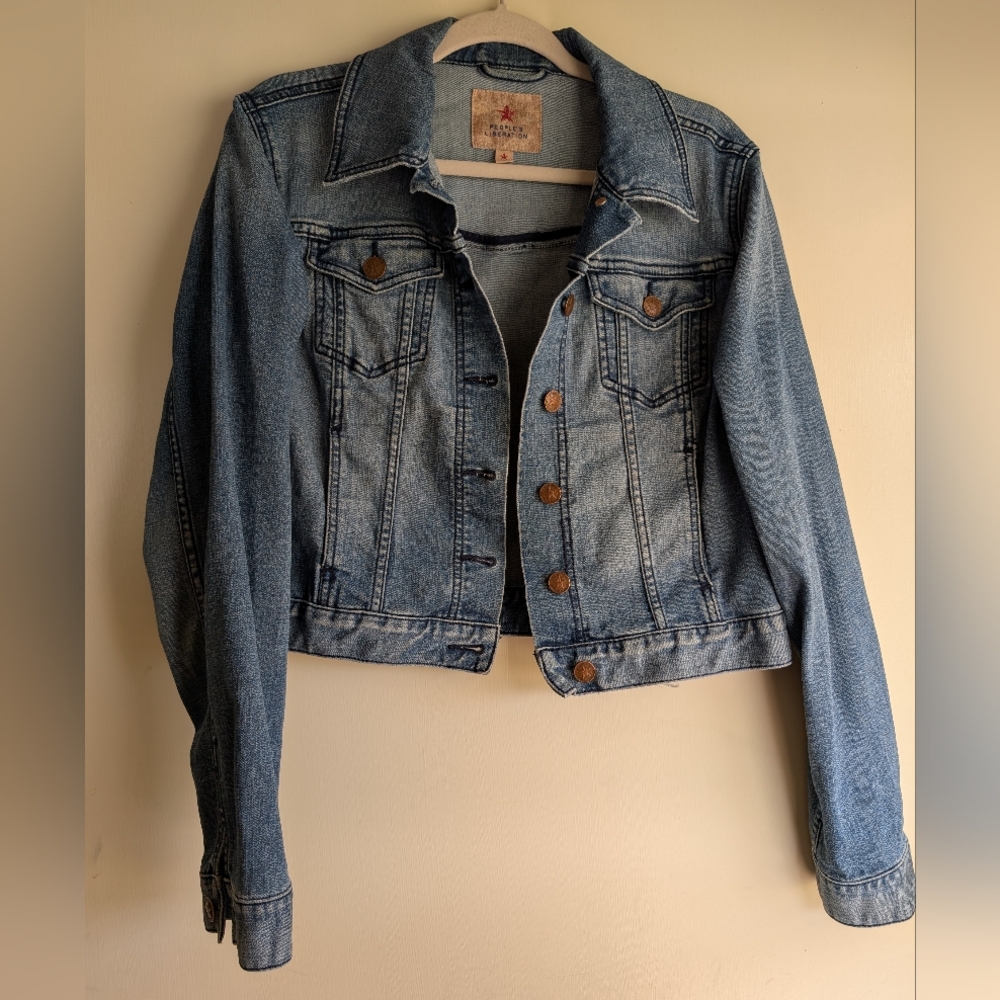 People's Liberation Cropped Denim Jacket